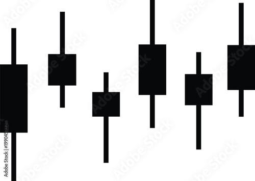 Black candlestick chart pattern with upward price trend and long wicks financial chart black bars