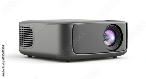Modern Multimedia Projector Isolated on White Background