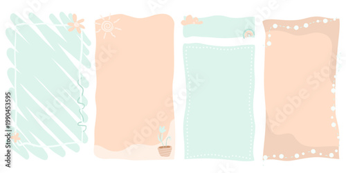 Soft pastel abstract backgrounds with textured shapes and gentle decorative accents.