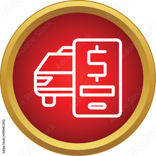 Smartphone showing a dollar sign with a car outline, representing mobile transportation payments