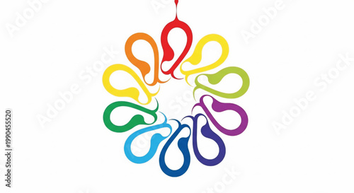 Drop inkwell abstract logo with colorful connected teardrop shapes for creative brand identity and splash design