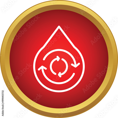 Blood drop outline with circular arrows symbolizing circulation and donation