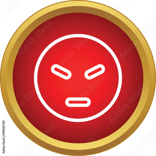 Red circular button displaying an angry facial expression