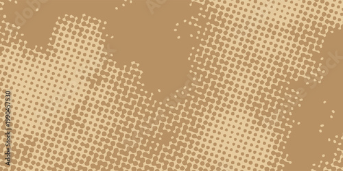 Abstract beige halftone dotted background with organic camouflage texture and soft grain pattern, modern vector design for retro, print, and creative projects