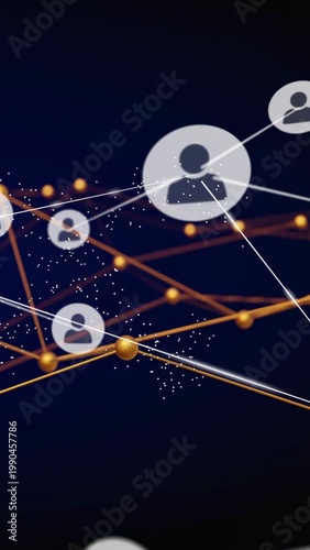 Vertical video: Avatars drifting in linking to gold lattice with white lines showing network growth
