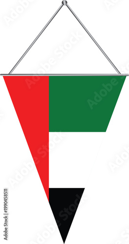 United Arab Emirates flag pennant national symbol for sports events and national holidays isolated on white background