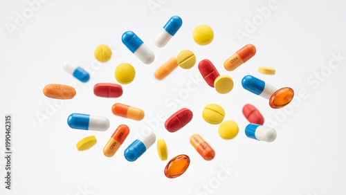 pills on white background