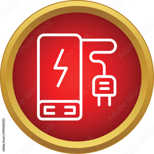Portable charger powering a mobile device with a lightning symbol in a red circle