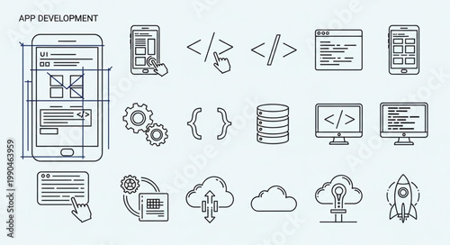App Development Icons Collection for Digital Projects.