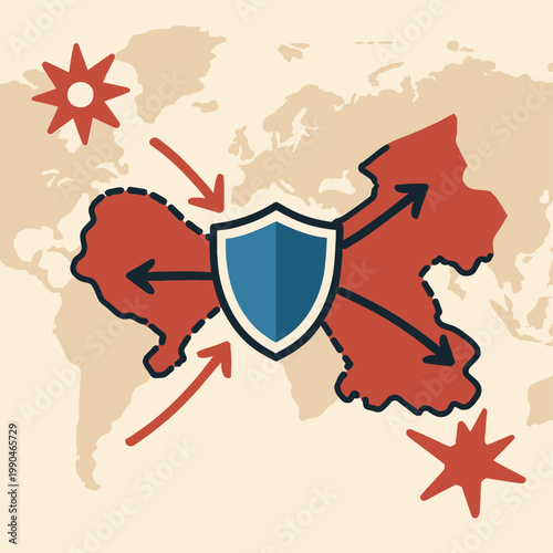 war concept, conflict concept, strategy illustration, battlefield map, tactical planning, geopolitical tension, global conflict, strategic arrows, map zones, defense concept, security concept, protect