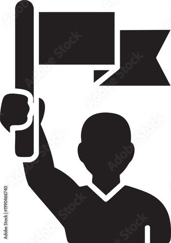 Protest, demonstration, activist, banner, silhouette, vector icon