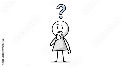 Confused stick figure contemplating a new concept or seeking answers to a dilemma