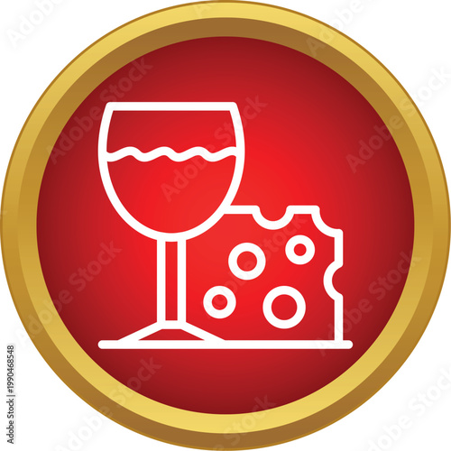 Wine glass and cheese pairing, representing appetizers and gourmet food