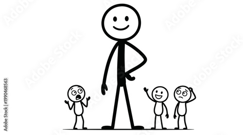 The difference in size between a giant and tiny people