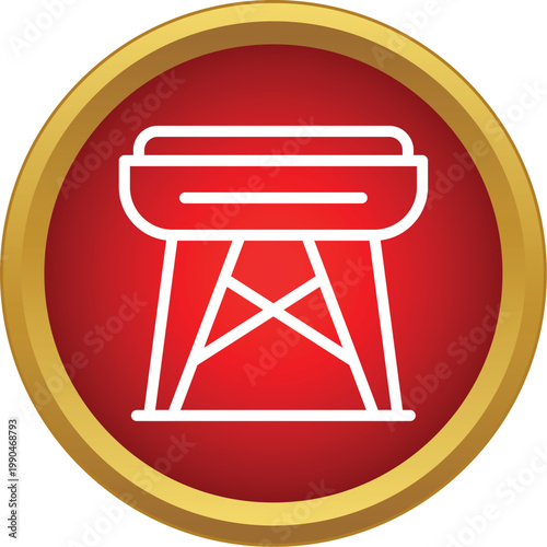 Vaulting horse equipment icon for gymnastics and athletic sports