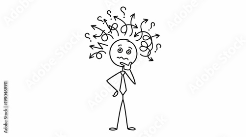 Graphic representation of a person struggling with confusion and complex issues