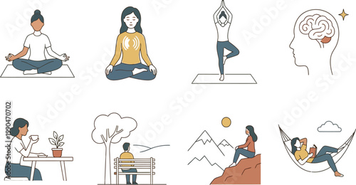 Balancing work, relaxation, and wellness activities in daily life Vector