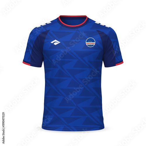 3d realistic home soccer jersey Cape Verde national team, shirt template for football kit 2026