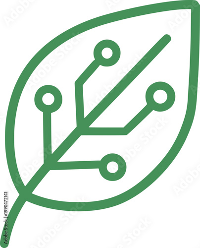 Eco Tech Line Icon – Smart Leaf Green Technology Vector