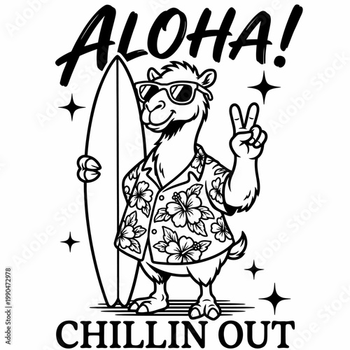 Llama Wearing Sunglasses and Hawaiian Shirt 1.