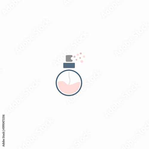 Perfume bottle icon, flat style vector illustration of a fragrance spray bottle with pink liquid inside, isolated on white background