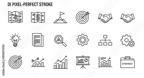Business Strategy Icons Set Vector Illustration.