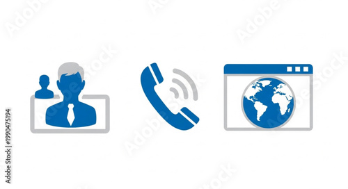 Business communication icons for contact and web browsing.