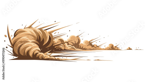 Dust Storm Tornado Swirling Sand and Debris.