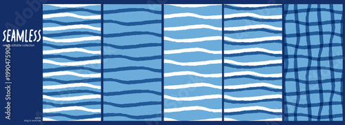 Cute line and seamless wavy pattern on white background. Summer tablecloth stripe for girly beach packaging or linen horizontal. Drawn yellow graphic in simple retro vintage style ideal.