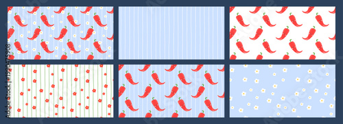 Pattern chili and pepper background with red chilli vector illustration. Hot and seamless use jalapeno and cayenne graphics ideal. Menu or print projects with spice themes from mexico.