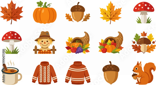 Autumnal Harvest Collection - A Vibrant Array of Fall Elements.