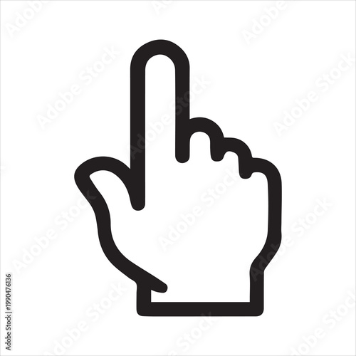 A line drawing of a hand with its index finger pointing up.
