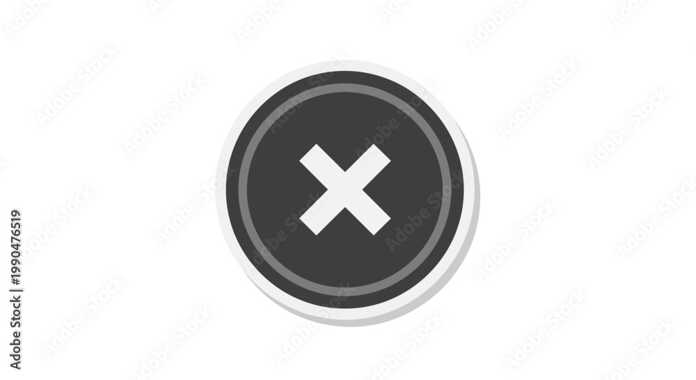 Fototapeta premium Grey button with white X symbol