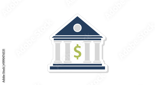 Bank building icon with dollar sign