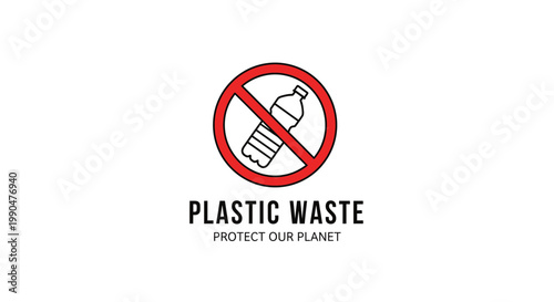 Plastic Waste Protection Symbol with Bottle