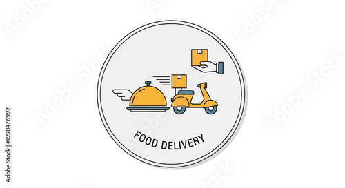 Food delivery service with scooter and covered dish