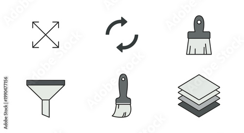 painting tools icons set