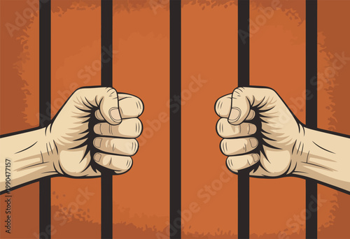 Fists clenched against bars a symbol of struggle imprisonment and resistance