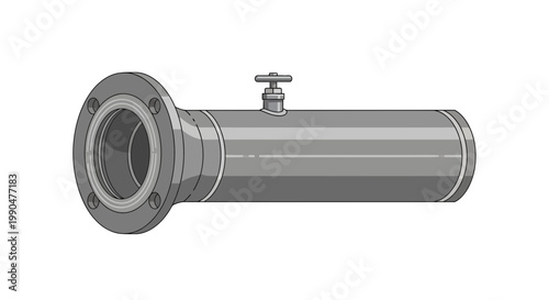 Industrial pipe with valve and flange