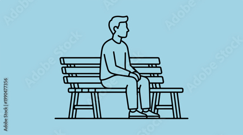 Man sitting alone on a bench, contemplating lifes journey.