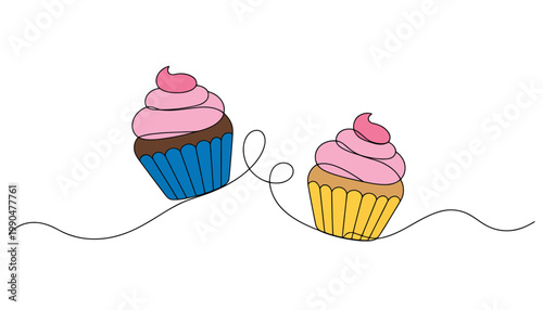 Colorful cupcakes sketch a delightful illustration of sweet treats and whimsical design