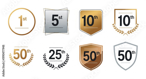 Collection of Anniversary and Milestone Badges and Icons.
