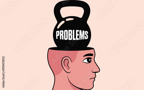 Mental weight a conceptual illustration of carrying emotional and psychological burdens