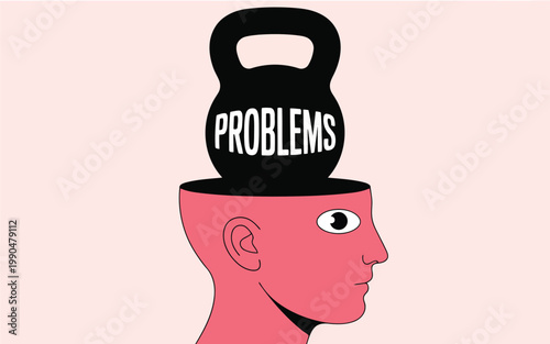 Mental weight a visual representation of overthinking and emotional burden