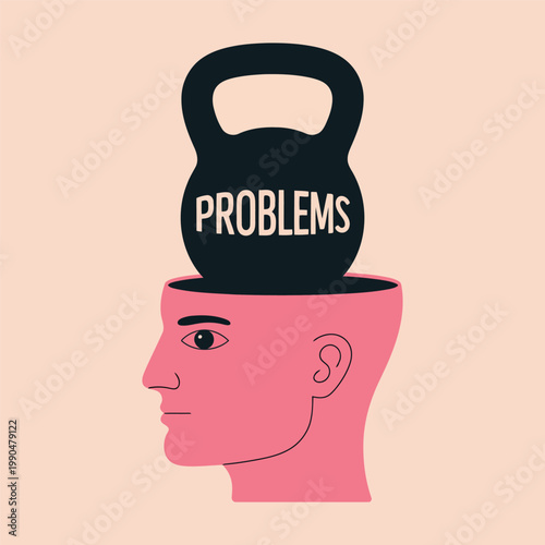 Mental weight a conceptual illustration of problems burdening the human mind