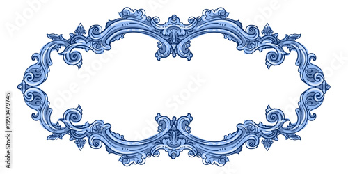 PrintElegant baroque ornamental frame with rich vintage details. Decorative vector border with scroll elements, classic design for invitations, packaging, labels, certificates, branding and luxury dec