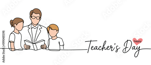 Teacher's day illustration a family appreciates their educator with hearts and gratitude