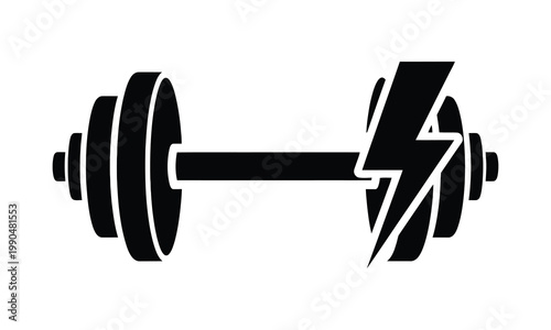 Dumbbell with a black lightning bolt graphic, representing explosive strength