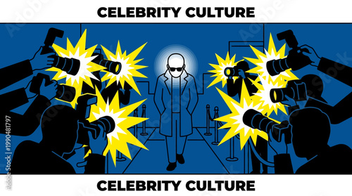 A lone figure faces a barrage of camera flashes, illustrating the intense media scrutiny and overwhelming public attention in celebrity culture