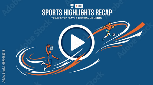 Dynamic graphic showcasing thrilling athletic moments, top plays, and critical game recaps, perfect for sports video content and highlight compilations